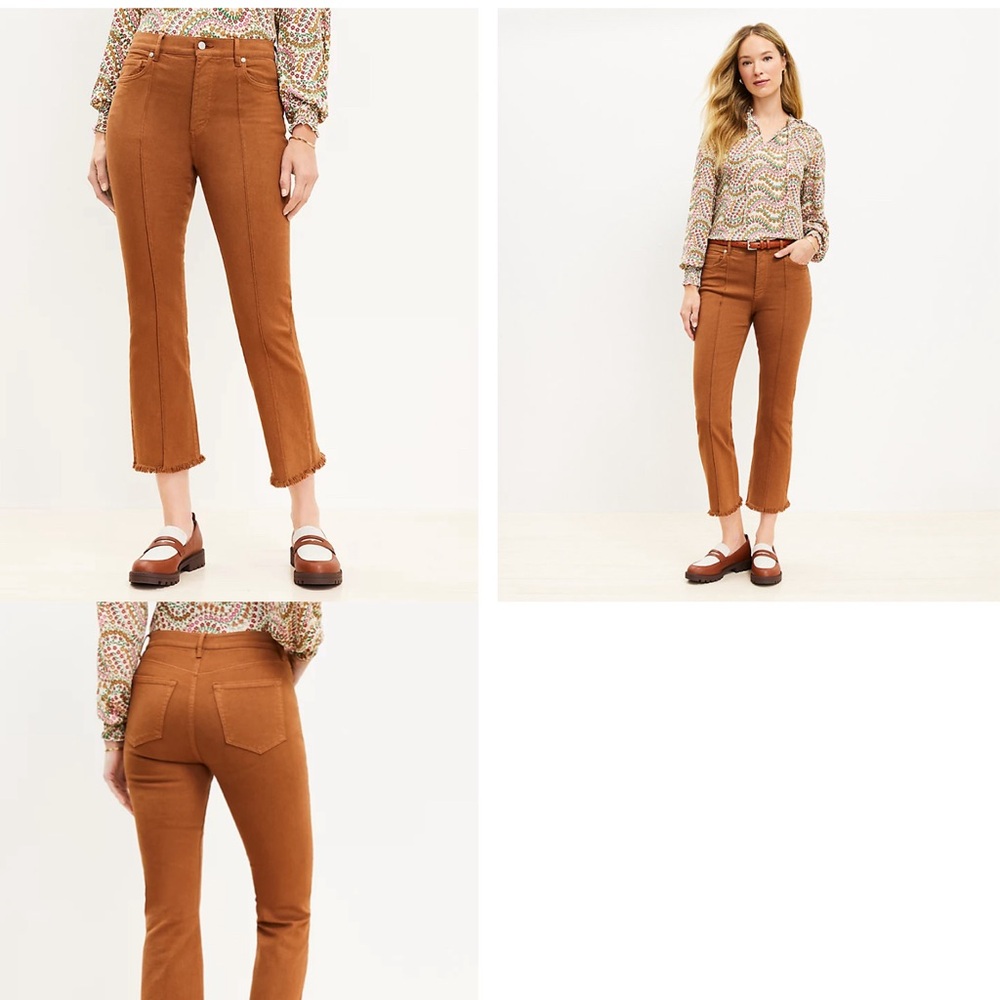 Loft Pintucked Frayed Kick Crop Jeans - Picture 2 of 2